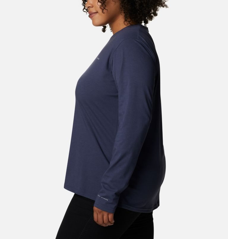 Tricouri Columbia Sun Trek Long Sleeve Dama Bleumarin | Plus Size AS81SAZ0Q